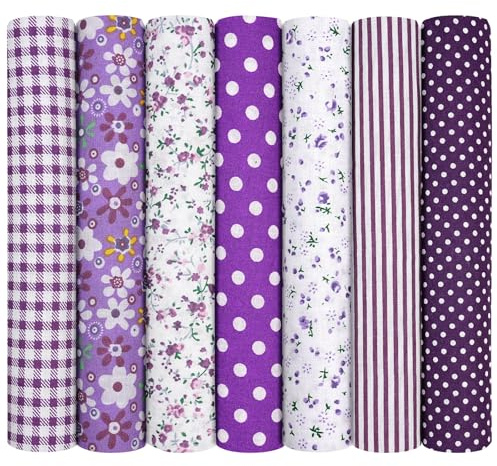 AOOSA 7 pezzi Quadratini di Stoffa 50cm x 50cm, 100% Patchwork Cotone Tessuto, Tessuti Motivi Stampati Stoffe, Quadrati Pretagliati Floreali per Cucito Creativo, Artigianali, Decorazioni Fai da Te