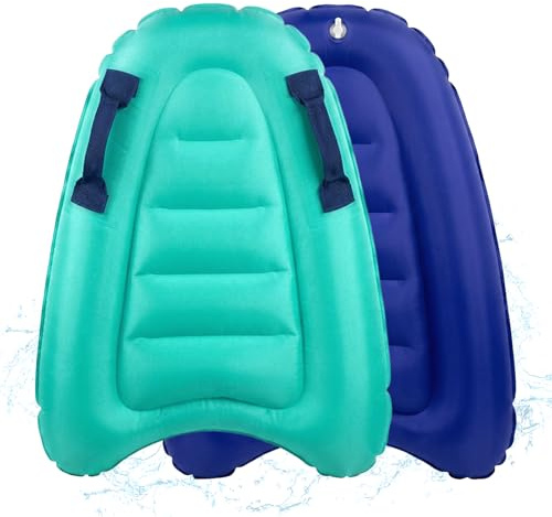 Jerhyun Tavola da Nuoto Portatile, 67x52cm Bodyboard Gonfiabile con Manici, Leggero e Pieghevole per Surf in Spiaggia, Gli Sport Acquatici, L'estate, Nuoto Piscina(Blu lago)