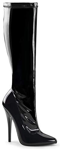 PleaserUSA High Heel-botte de genou Domina-2000, laque noir, 38 EU
