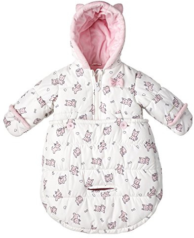 LONDON FOG Newborn Infant Baby Girl Boy Puffer Carbag Pram Bag Snowsuit Bunting - Pink (0/6 Months)