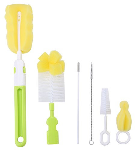Kit Detergente per Spazzole 6 in 1, Spazzola Pulizia Biberon Neonato con Spazzola per Capezzoli, Set Accessori Alimentazione Bambino – Verde