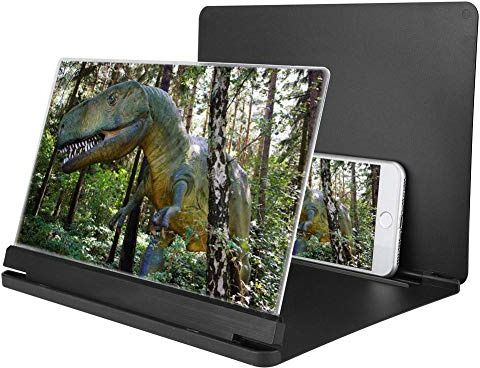 Lente d'ingrandimento per schermo per cellulare, schermo HD da 12 pollici Ingrandisci 4-6X Amplificatore per schermo per smartphone Supporto per staffa per tutti i tipi di telefoni cellulari