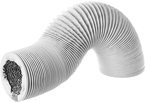 Ø 100mm / 3m Weiß Aluminium Lüftungsschlauch - PVC Flexschlauch - Abluftschlauch für Trockner, Klimaanlage, Abzugshaube