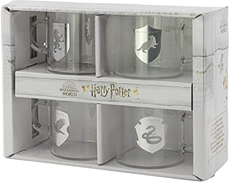 SET DE 4 TASSES À ESPRESSO DÉCORÉES. FABRIQUÉES EN VERRE. 100 ML | HARRY POTTER