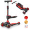 BremToy Kinderroller mit Sitz, Kinder Roller mit Stufenlos Verstellbarer Lenker, Tretroller mit LED Rädern, Faltbarer Kinder Roller für Kinder 1–8 Jahren, Rot