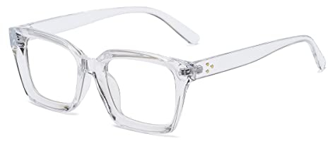 YUELUQU Klassische quadratische Brille, nicht verschreibungspflichtig, dicker Brillenrahmen für Damen und Herren, durchsichtig, Medium
