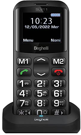 Beghelli - Telefono Salvalavita SLV11 per Anziani, gsm con Tasto SOS, Chiamata Rapida, Grandi Tasti, Volume Alto, Display 1.77, Dual SIM, Facile da Usare, Leggero, Multifunzione