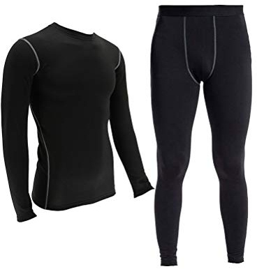 YUSHOW sous Vetement Thermique Homme Ensemble Fonctionnel Polaire Tee Shirt Chaud Caleçon Long Hiver sous-Vêtements Thermiques pour Entraînement Ski Running Sport Base Layer, Noir, 4XL