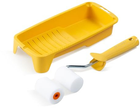 Voomey Lot de mini rouleaux de peinture en mousse haute densité de 5,1 cm avec plateau, pour couper autour des fenêtres, portes, armoires, etc