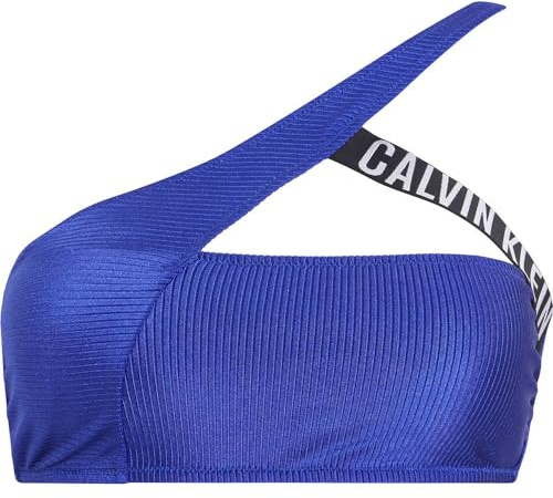 Calvin Klein Haut de Bikini Femme One Shoulder Bralette sans Armatures, Bleu (Midnight Lagoon), L