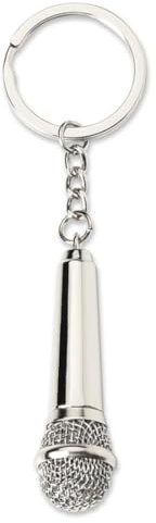 EAVUYIS Portachiavi personalizzato,1 pezzi portachiavi con ciondolo a forma di microfono, regalo creativo per gli amanti della musica, accessorio alla moda, unisex, argento