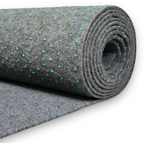 Rasenteppich outdoor Kunstrasen für den Balkon 250x100 cm Raseteppich mit Noppen Meterware Grau Vliesrasen wasserdurchlässig, 1m breit Bodenbelag