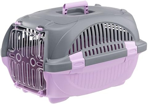 Ferplast Caisse de Transport Chat, Panier de Transport Chien Petits jusqu'à 7 kg, Porte Transparente Antichoc, Fentes d'aération, 34 x 50,7 x h 30 cm, Rose