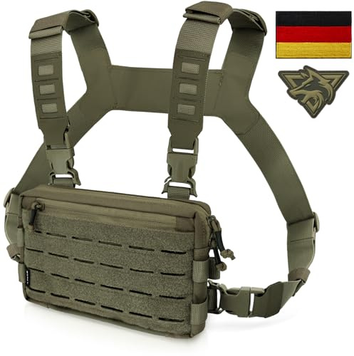 WYNEX Taktisk bröstkorg rigg pack för män, löpande bröstficka med främre ögla airsoft recon bröstrigs för jakt utomhus EDC strid