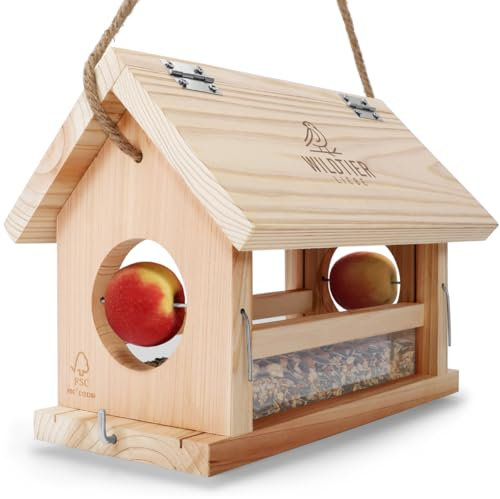 wildtier liebe Vogelfutterhaus groß aus Natur-Holz I XL Vogelhaus zum Aufhängen Wetterfest I Futterhaus Futterstation für Vögel, Vogelhäuschen, Vogel Haus