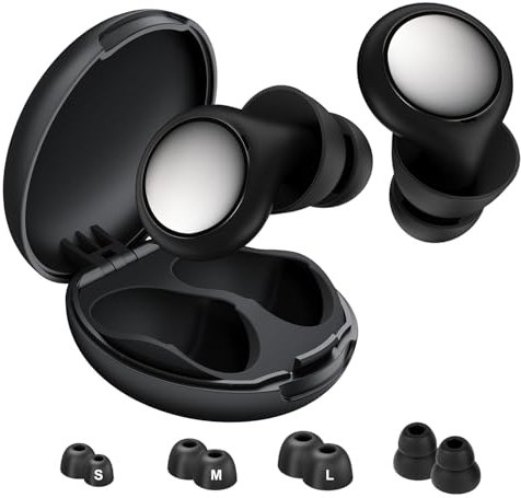 ZAHRVIA Ohrstöpsel zum Schlafen mit Einzel/Doppelkappen–4 Paar(S/M/L) Ohrkappen, Silikon Ohrstöpsel zur Lärm 30dB, Wiederverwendbare, Gehörschutz Ohrstöpsel für Schlaf/Fokus/Reisen, Schwarz