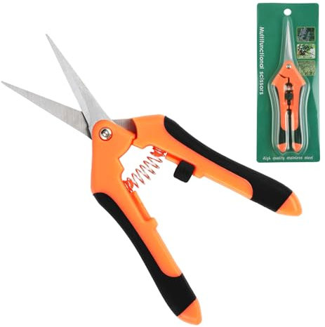 Tijeras de Podar - Tijeras Podar Pequeña - Tijeras Jardinería Afilada con Mango Ergonómico,Ideales para Podar Bonsáis,Plantas,Flores y Cosechar Frutas y Verduras(Naranja)