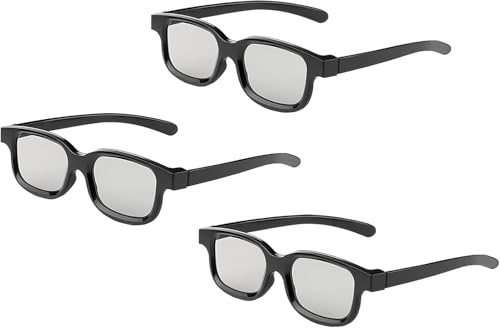 Occhiali 3D RealD, Occhiali 3D Passivi Polarizzati Circolari Senza Sfarfallio per Cinema e TV 3D Polarizzati – Compatibili con Proiettori e Monitor 3D (Confezione da 3)