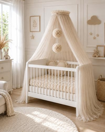 Baby Fancyroom - Dosel para cuna de bebé, princesa para cuna de bebé, mosquitero, dosel para cama auxiliar, decoración para habitación infantil, baldaquino para habitación infantil de tul premium