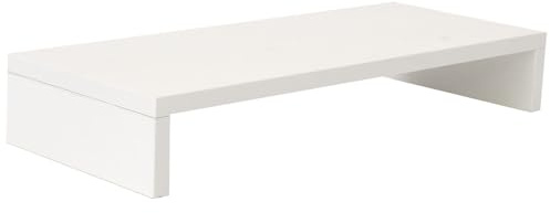 DOITOOL Support Moniteur Bureau en Bois Blanc, Rehausse D'écran Rangement, Bords Lisses, Soulage la Nuque, pour Bureau et Coiffeuse