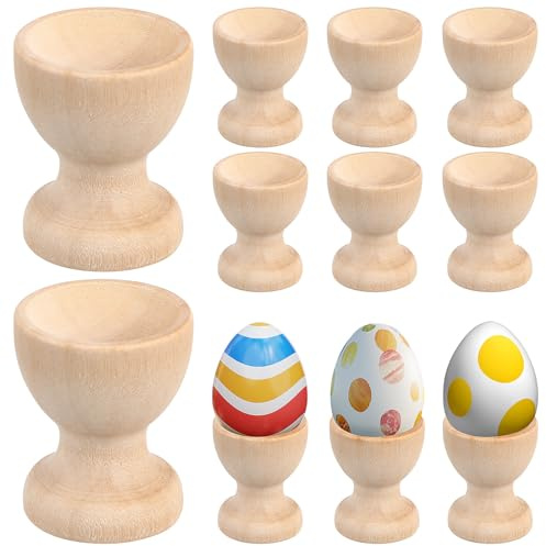 Didiseaon Egg Cups for Craft: 24pcs Wooden Egg Holder Boiled Cups Personalised Household Containers Easter Decorations for Hard Boiled for Kitchen Breakfast