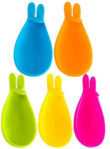 VALICLUD Lot de 5 Porte-sachets de Thé en Silicone, Supports Lapin Colorés, Accessoires Pratiques pour Infusion, Marqueurs de Tasse Adaptés la Préparation du Thé, Usage Bureau et Maison