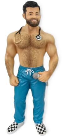 December Diamonds Figura de oso Dr. Hipster 55-55352, figura masculina de pie de 6.5 pulgadas con estetoscopio, atuendo casual de estilo médico, coleccionable decorativo