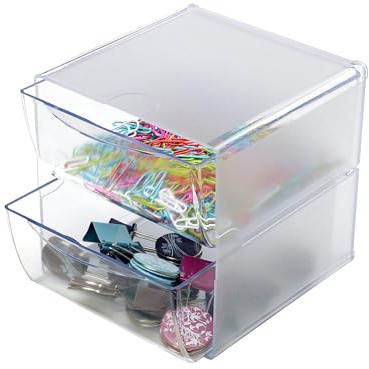 Deflecto DE350101 2-Cube Storage Box with Drawers