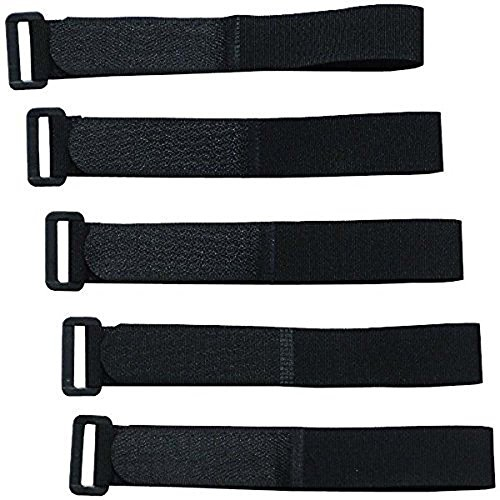 Lot de 5 sangles attache-câbles noires, avec passe-sangle, réutilisables - 2,5 x 30 cm, noir, TTAZKAL0291