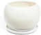 Ecoceramik Keramik Blumentopf mit Untersetzer Unikat Kugel handbemalt D 180 mm Weiss