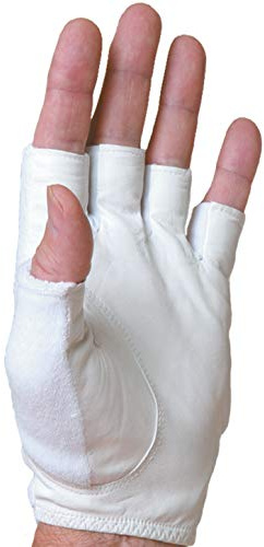 Tourna Sports Tennis and Pickleball Glove - Ladies Half Finger, White, Model Number: TGH-L-M-L
