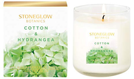 Stoneglow Botanic -Cotton & Hydrangea Boxed Candle In Glass Timbler