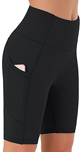 Persit Kurze Sporthose Damen, High Waist Radlerhose Sport Shorts Sommer Laufhose Schwarz XL
