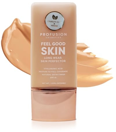 Profusion Cosmetics Leichte flüssige Foundation für eine makellose und elegante Ausstrahlung, atmungsaktives Make-up zur Verbesserung des ungleichmäßigen Hauttons, tierversuchsfrei - Light 1