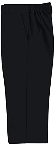 YAHOMI® Pojkar barn skoluniform halv elastisk midja dra upp byxor teflonbyxor två sidofickor platt framsida (ålder 2-12 år), Svart, 2-3 År