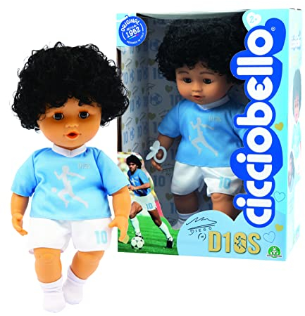 Cicciobello D10S Version Fußballspieler von Neapel, Höhe 30 cm mit weichem Körper und Schnuller, für Kinder ab 2 Jahren, Giochi Preziosi