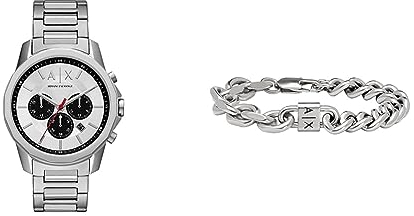 Armani Exchange Men's Watch and Chain Bracelet - Chronograph, Stainless Steel