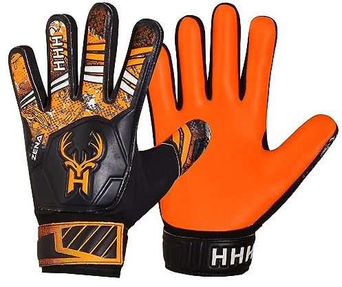 HHH Guantes de Portero de fútbol para niños, Guantes de Portero de fútbol Juvenil con Palmas de látex de 4 mm y excelente Agarre (Naranja, Talla 3 (niños de 5 a 6 años))