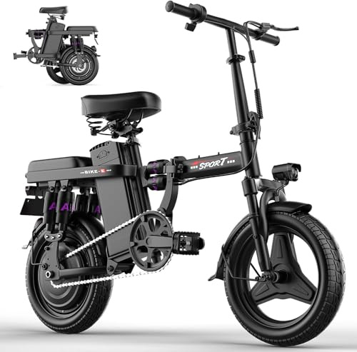 AVBDJOY Electric Bike for Adults Teens, Folding E-Bike,Commuter City Foldable ebike with 1000W Motor 48V 15Ah Battery, 25MPH Pedal Assist, Dual Disc Brakes,14 Compact Electric Bicycle with Pedals
