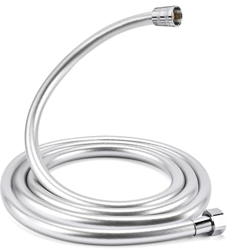 Dachiy Flessibile Doccia In PVC (G1/2 Pollici, 200 cm), Tubo Doccia Da Anti Torsione, Bianca/Cromo, Tubo Doccia Ad Alta Pressione Per Rubinetti Da Bagno Di Ricambio