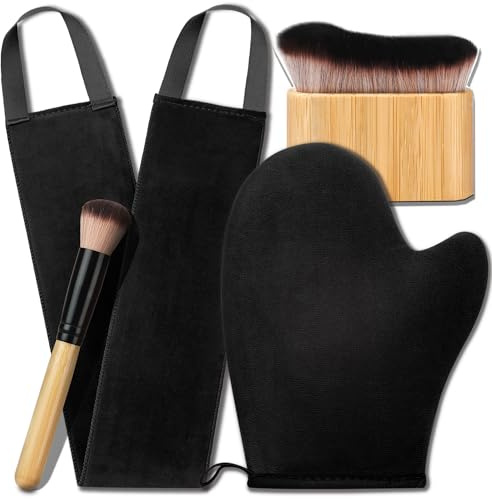Self Tanning Mitt Self Tanner Mitt Tanning Glove Self Tan Mitt Applicator Self Tanner Brush For Body Self Tanning Brush Kabuki Brush Back Self Tanner Back Applicator Back Tanning Applicator 4 Pack