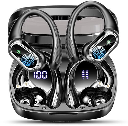 Auriculares Inalambricos Deportivos, Auriculares Bluetooth 5.3 con HD Mic y Cancelacion Ruido ENC, Pantalla LED, 50H Cascos Inalambricos Bluetooth HiFi Estéreo para Deportes, IP7 Impermeable, USB-C