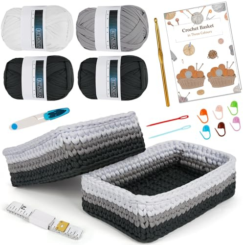ZgoEC Crochet Kit for Beginners, Square Basket with Video and Instructions