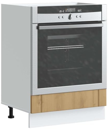 Zeehear Lucca Artisan - Armadietto da cucina in legno di quercia, 60 x 46 x 81,5 cm, piedini regolabili, armadio da cucina per forno, microonde, spazio stabile