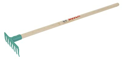 Theo Klein 2718 Bosch Garten Rechen, Robuster Kinder-Rechen mit stabilem Stiel, Praktische Aufhänge-Öse, Anti-UV I Spielzeug für Kinder ab 3 Jahren