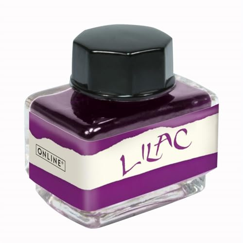 ONLINE Lilac Ink Bottle 15 ml, Waterbased Fountain Ink for Calligraphy, Handlettering, Writing, Glass Bottle