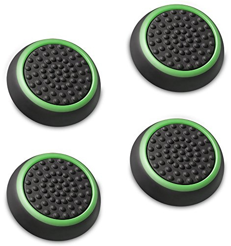Fosmon Protection de Stick Manette PS4 PS3 – Lot de 4 - Capuchon de Joystick pr Manette Xbox One/One S - Xbox 360 - Nintendo Wii U – Protection Tête de Joystick – Noir et Vert