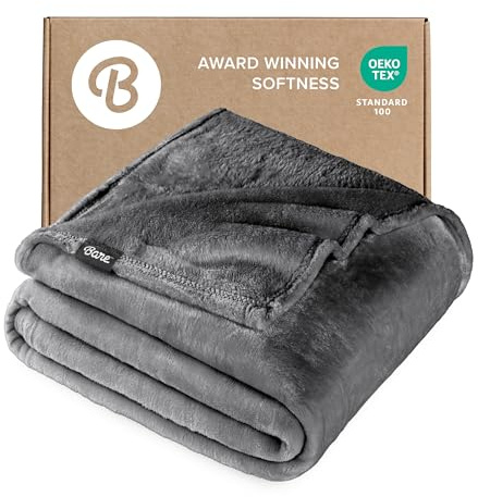 Bare Home Fleece Blanket - King Size - Ultra-Soft Lightweight for Bed, Sofa, and Couch - Luxury Microplush - Cozy Warm Blanket (King, Grey)