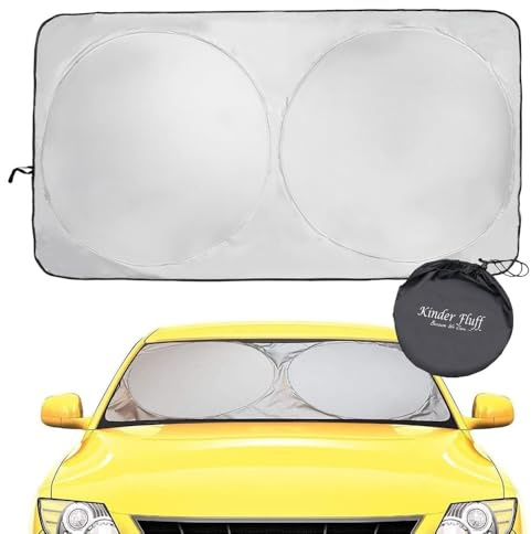 Kinder Fluff Parasol para Parabrisas | Cubierta Reflectante y Plegable para Parabrisas con Bloqueo del 99% de Rayos UV | Accesorios para Ventanas y el Interior del Coche - XL (167x95 cm)