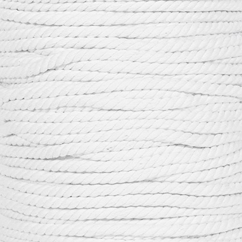 Super Soft 3 Strand Twisted Cotton Rope (White, 3/8 Inch x 10 Feet)